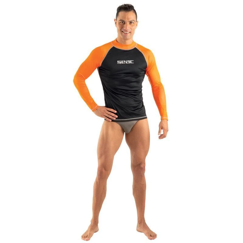 Lycra ML Seac T-Sun Homme Noir/Orange 2 Lycra ML Seac T-Sun Homme Noir/Orange – Image 2
