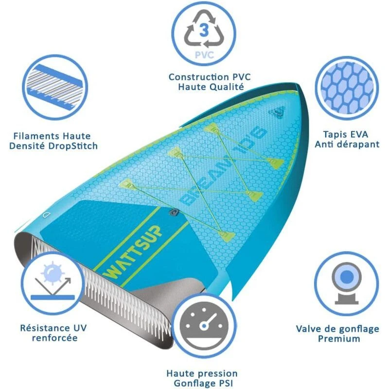 Paddle Gonflable WATTSUP BREAM 10'6" Avec Siege Et Pagaie Convertible Kayak 4 Paddle Gonflable WATTSUP BREAM 10'6" Avec Siege Et Pagaie Convertible Kayak – Image 4